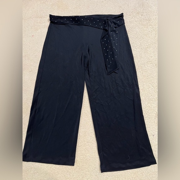 La Blanca by Rod Beattie size large wide leg pants with rhinestone waist - Picture 1 of 5